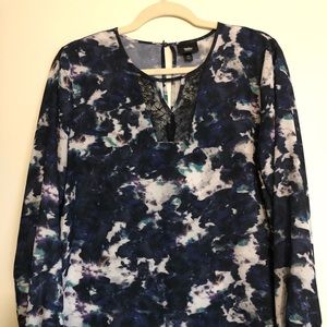 Mossimo Black/Navy/Purple Top silky top with lace